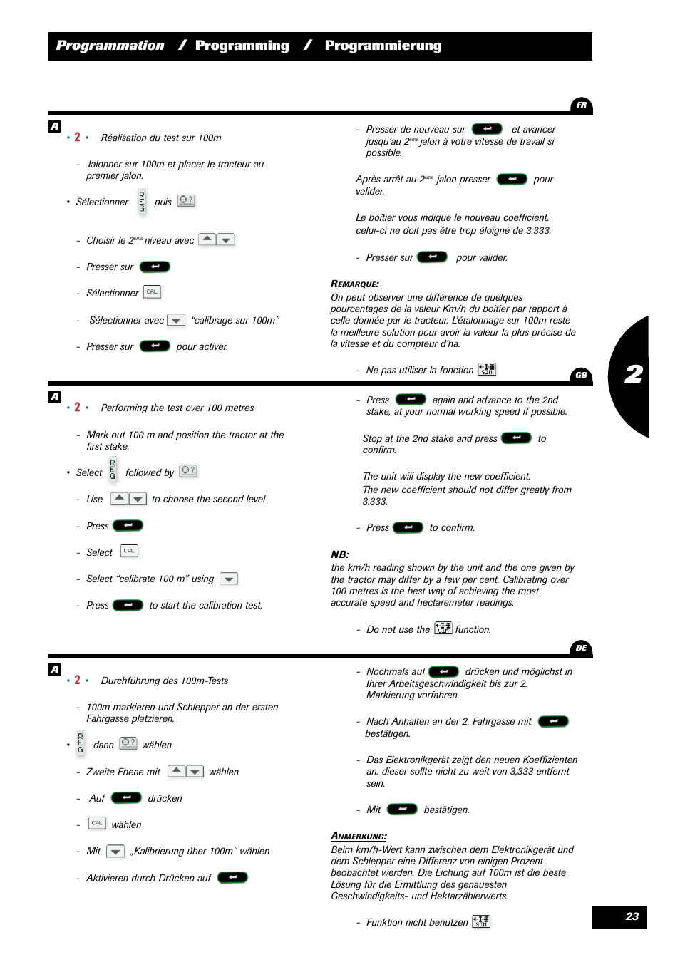 Programmation, Programming, Programmierung | Sulky VISION 2 SPB >= 06/2009 User Manual | Page 23 / 71