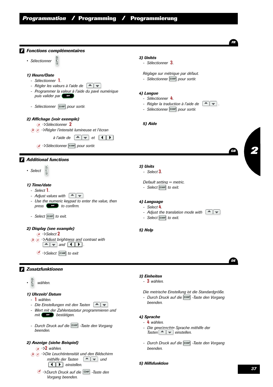 Programmation, Programming, Programmierung | Sulky VISION 2 SPB >= 06/2009 User Manual | Page 37 / 71