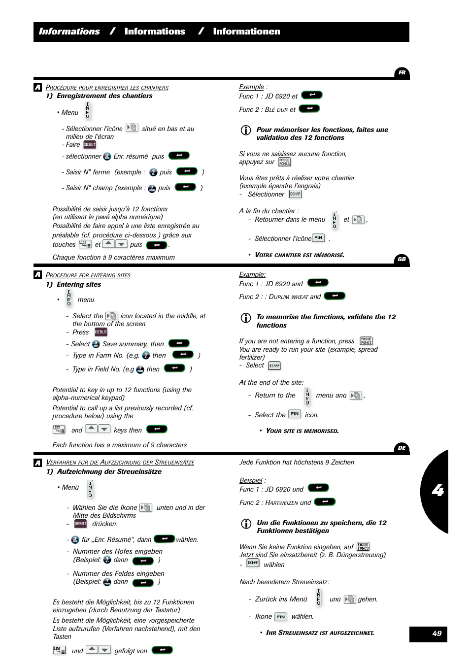 Informations, Informationen | Sulky VISION 2 SPB >= 06/2009 User Manual | Page 49 / 71