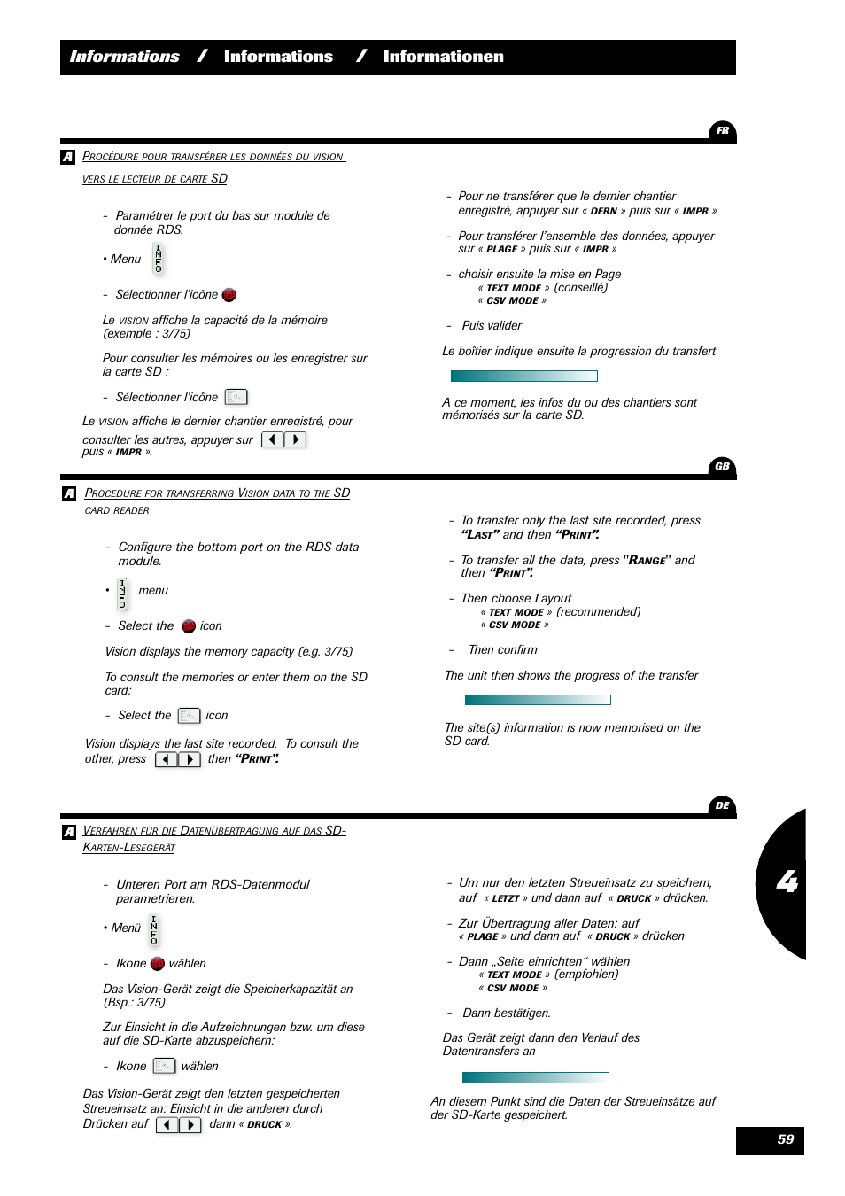 Informations, Informationen | Sulky VISION 2 SPB >= 06/2009 User Manual | Page 59 / 71