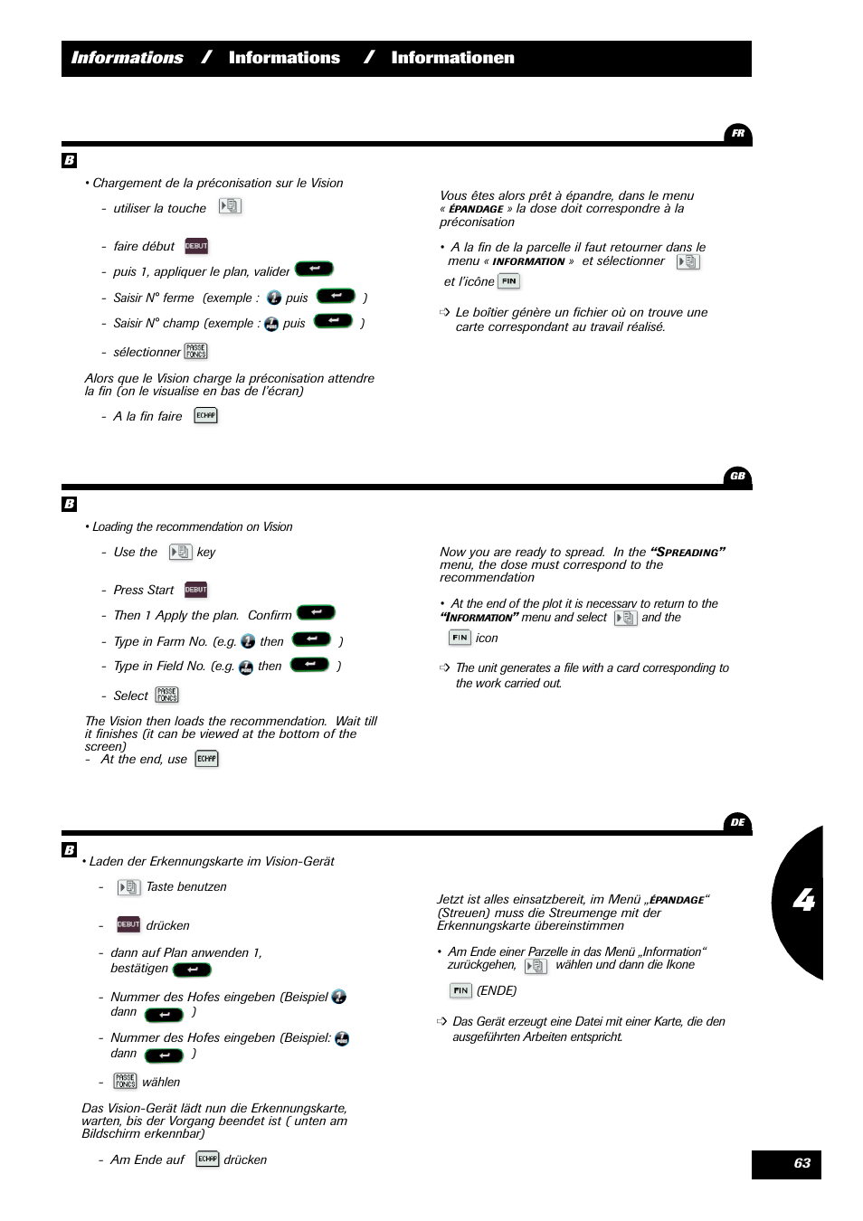 Informations, Informationen | Sulky VISION 2 SPB >= 06/2009 User Manual | Page 63 / 71