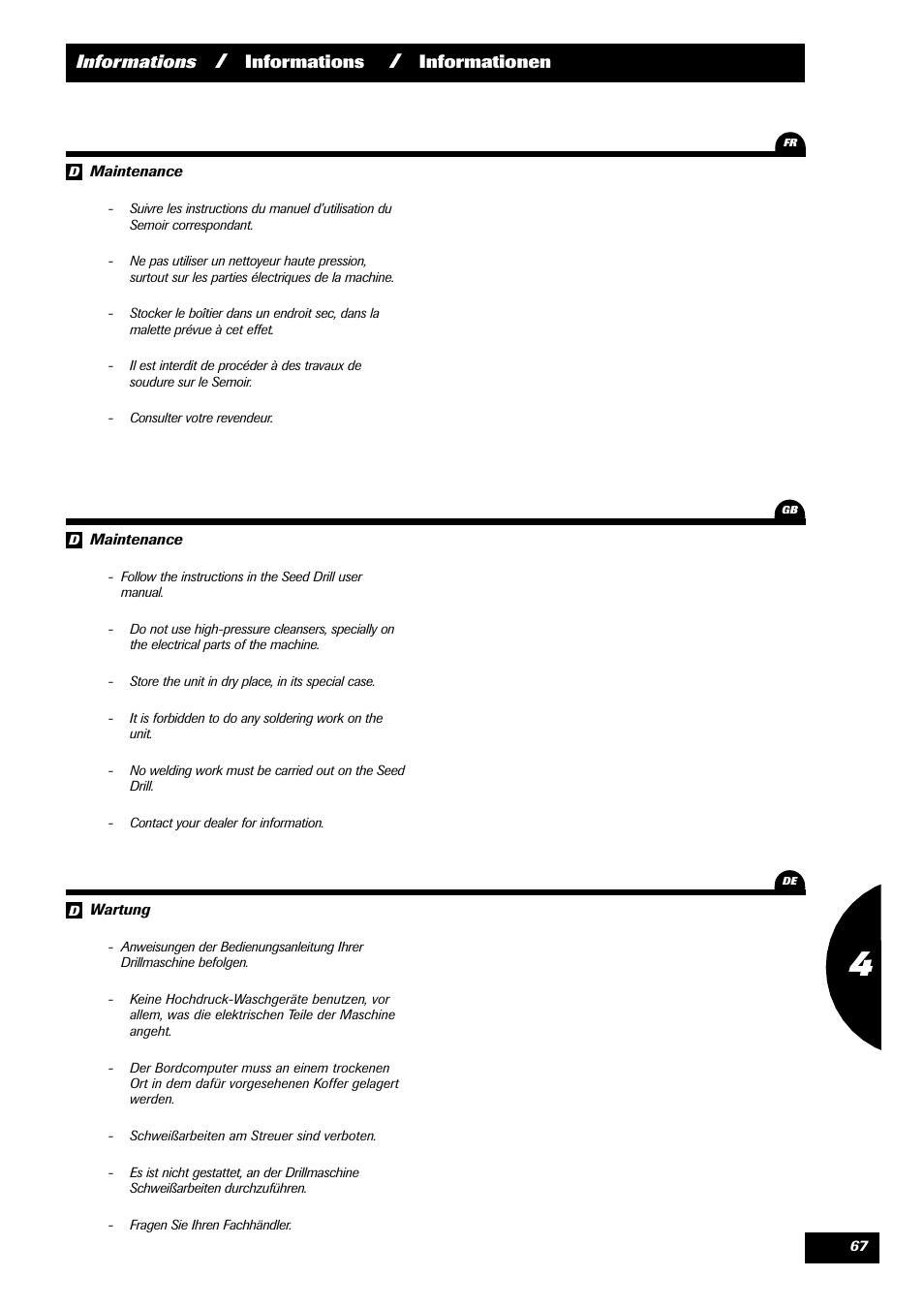 Informations, Informationen | Sulky VISION 2 SPB >= 06/2009 User Manual | Page 67 / 71