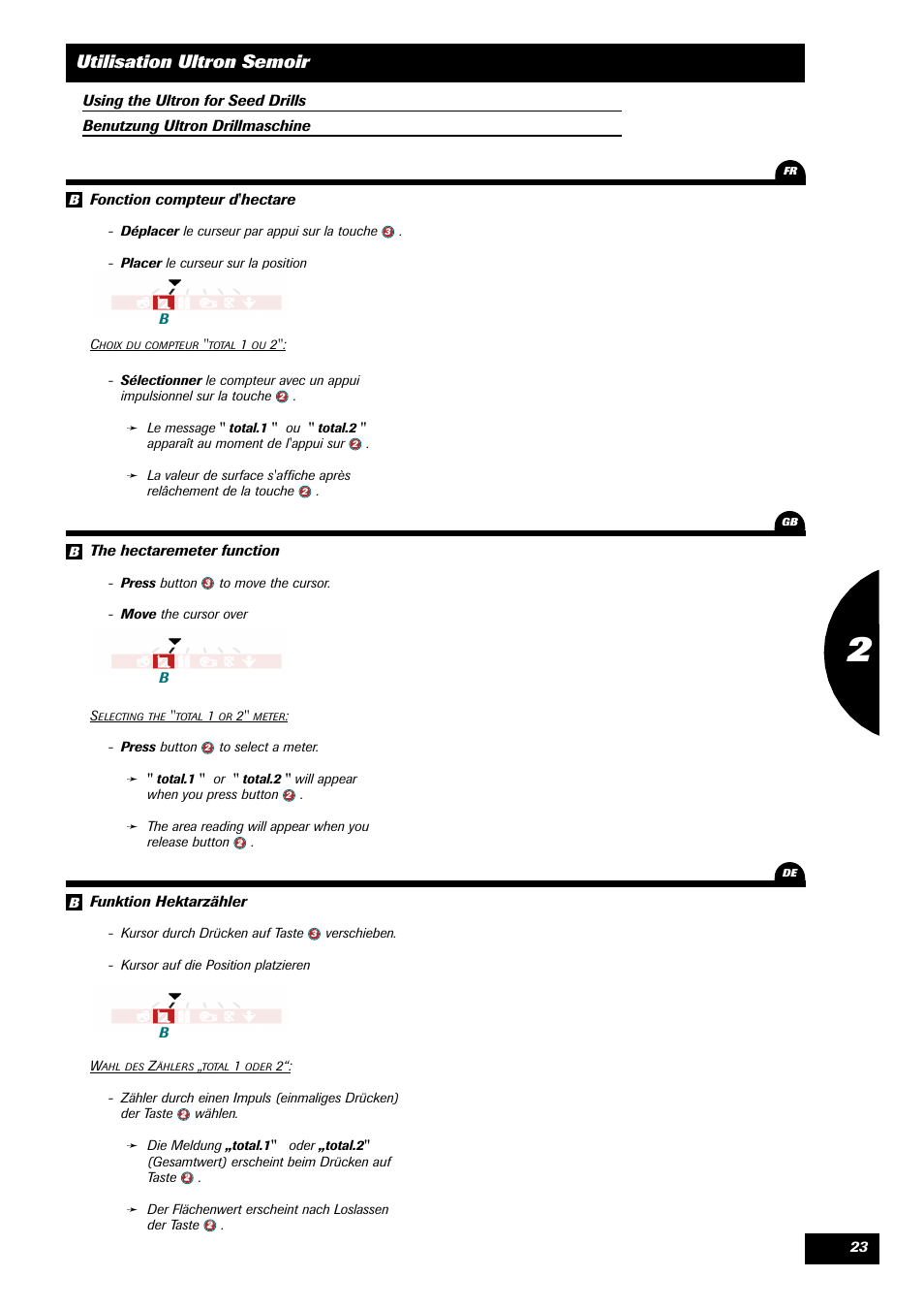 Utilisation ultron semoir | Sulky ULTRON User Manual | Page 23 / 50