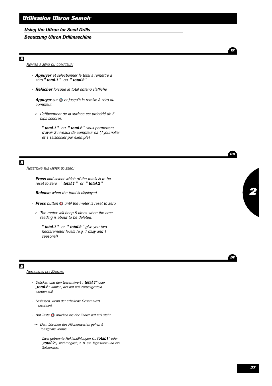 Utilisation ultron semoir | Sulky ULTRON User Manual | Page 27 / 50