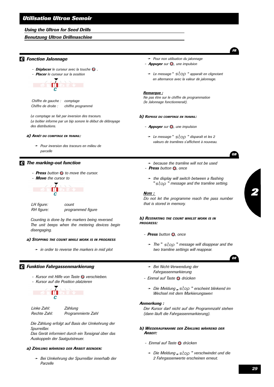 Utilisation ultron semoir | Sulky ULTRON User Manual | Page 29 / 50