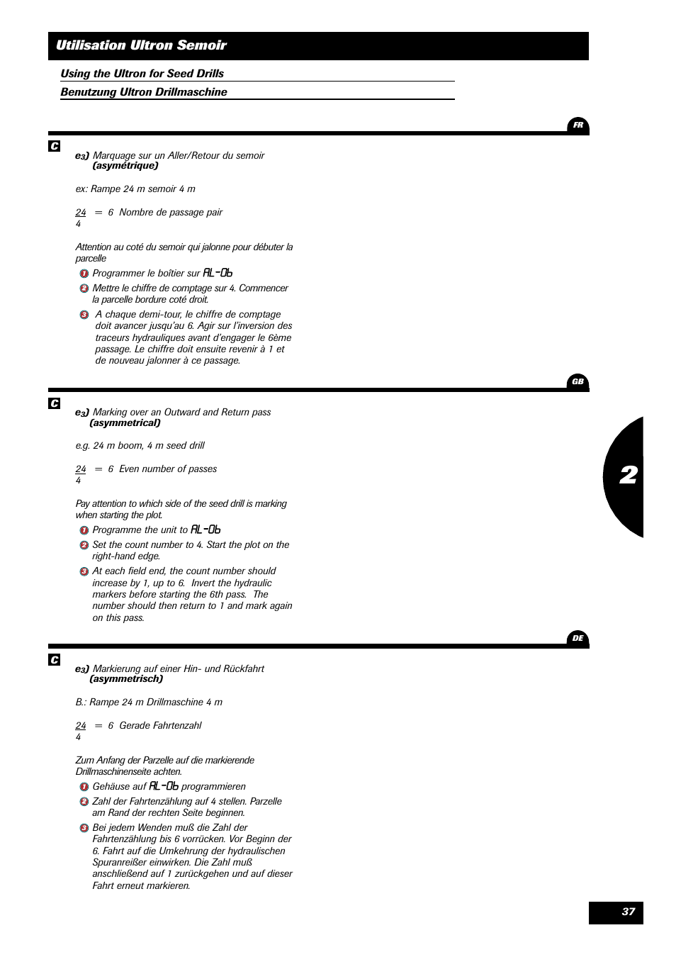 Utilisation ultron semoir, Aall 6 | Sulky ULTRON User Manual | Page 37 / 50