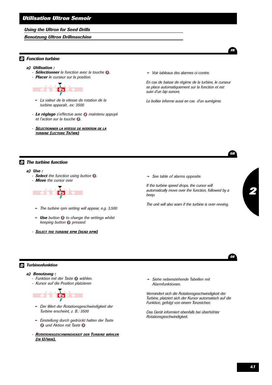 Utilisation ultron semoir | Sulky ULTRON User Manual | Page 41 / 50