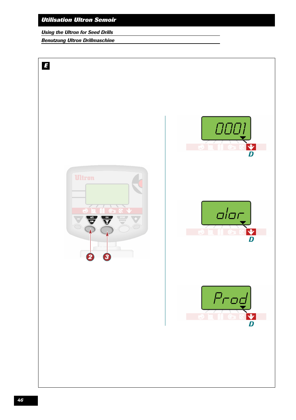 Alar 0001, Prod | Sulky ULTRON User Manual | Page 46 / 50