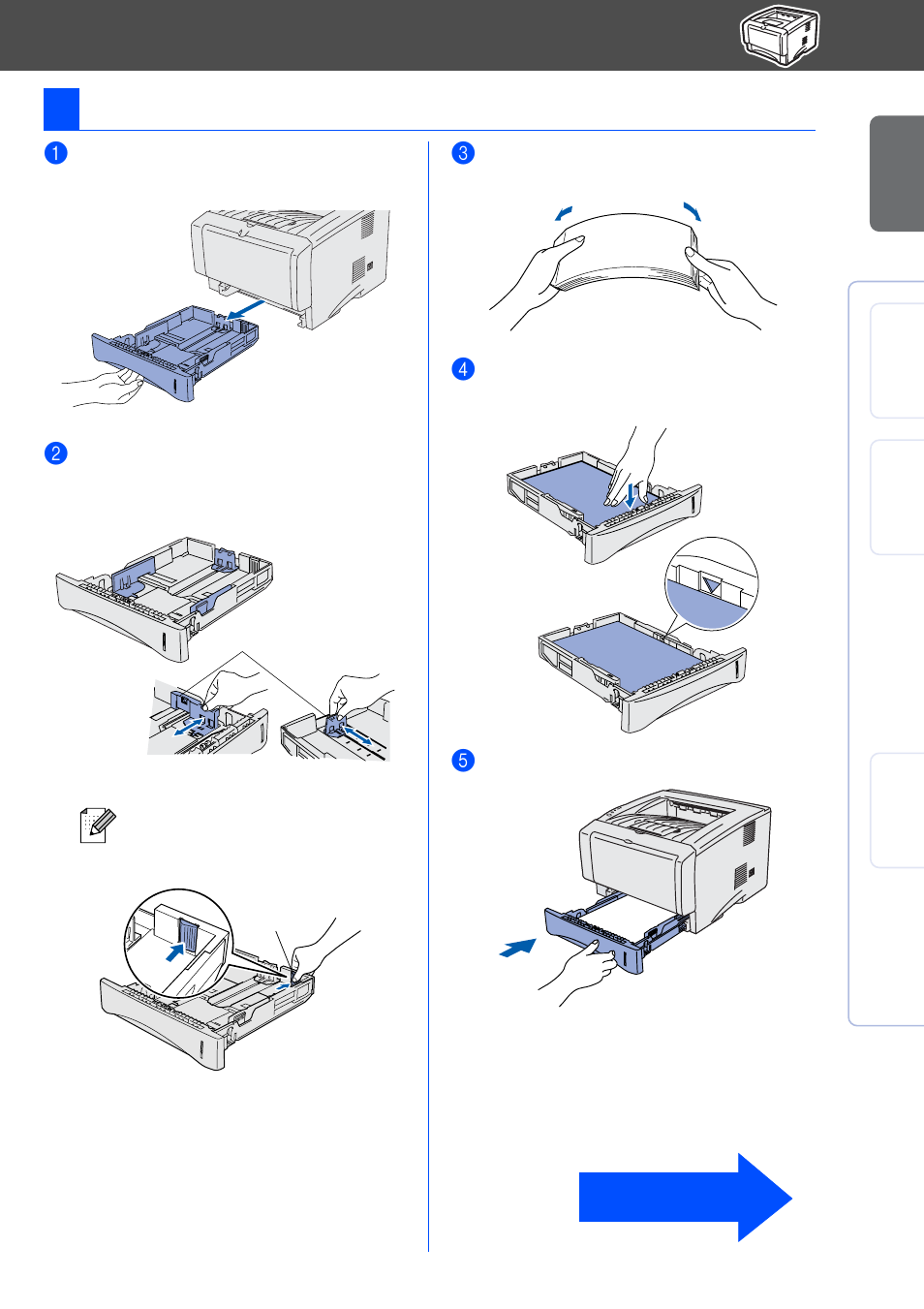 Load paper in the paper tray, 3load paper in the paper tray | Brother HL-5140 User Manual | Page 11 / 26