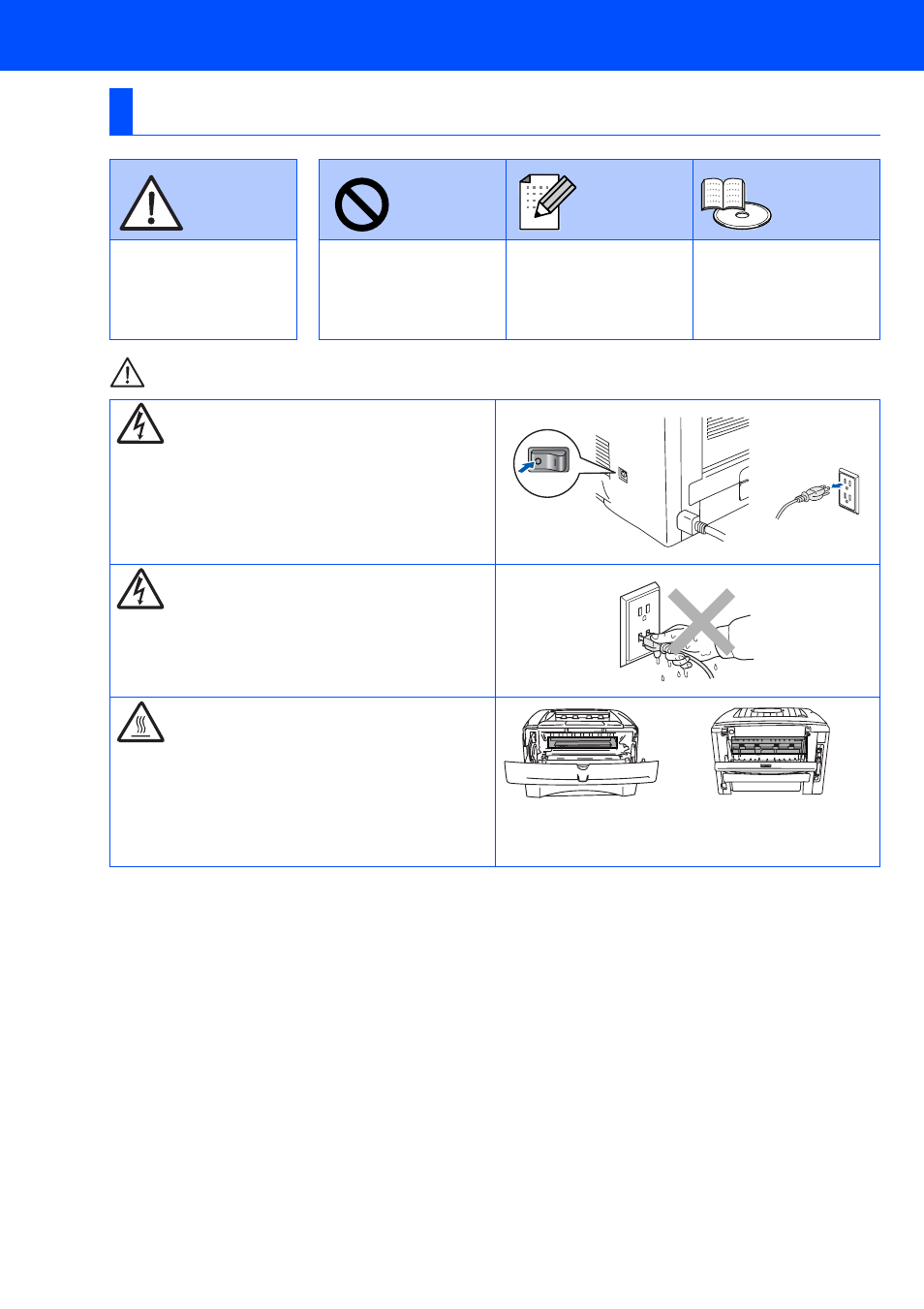 Safety precautions | Brother HL-5140 User Manual | Page 2 / 26