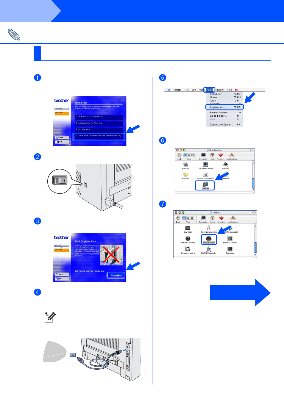 For mac os® x 10.1 / 10.2 users, For mac os, Step 2 | Installing the driver, For usb interface cable users | Brother HL-5140 User Manual | Page 22 / 26