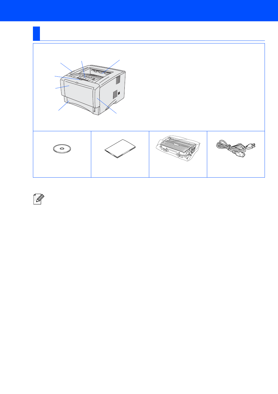 Getting started, Carton components | Brother HL-5140 User Manual | Page 6 / 26