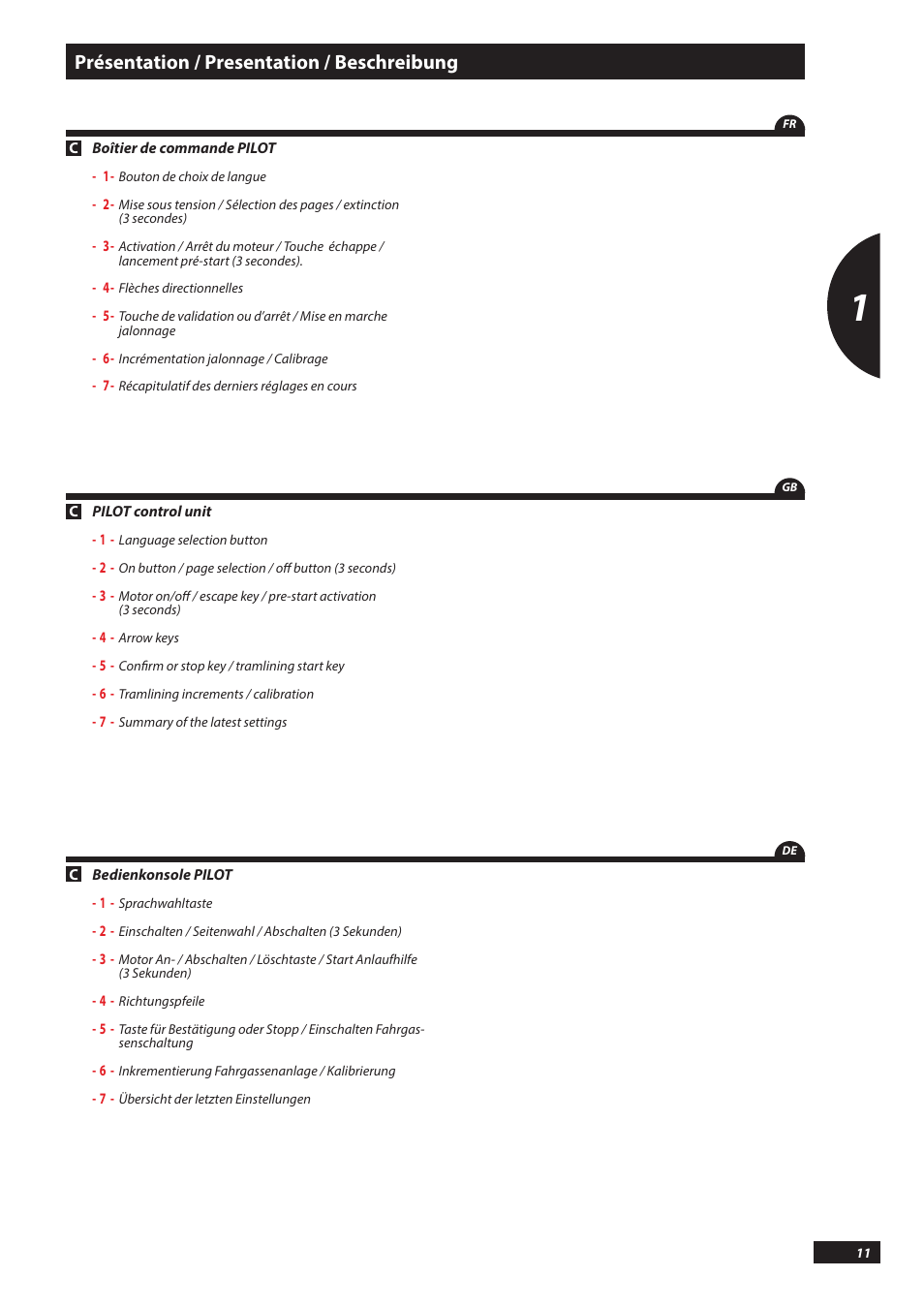 Présentation / presentation / beschreibung | Sulky PILOT User Manual | Page 11 / 59