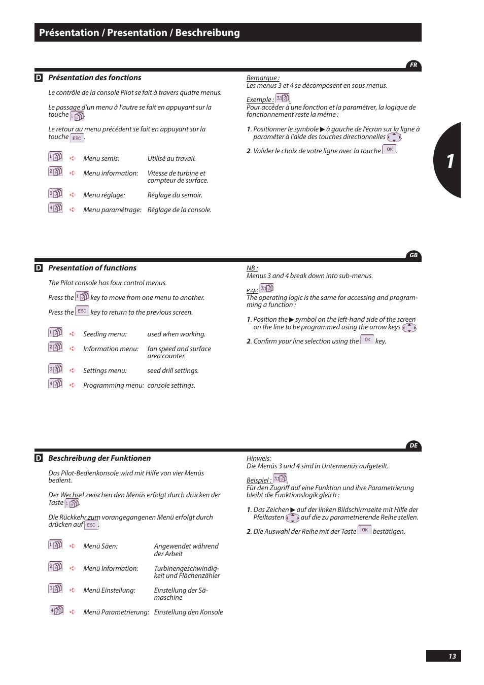 Présentation / presentation / beschreibung | Sulky PILOT User Manual | Page 13 / 59