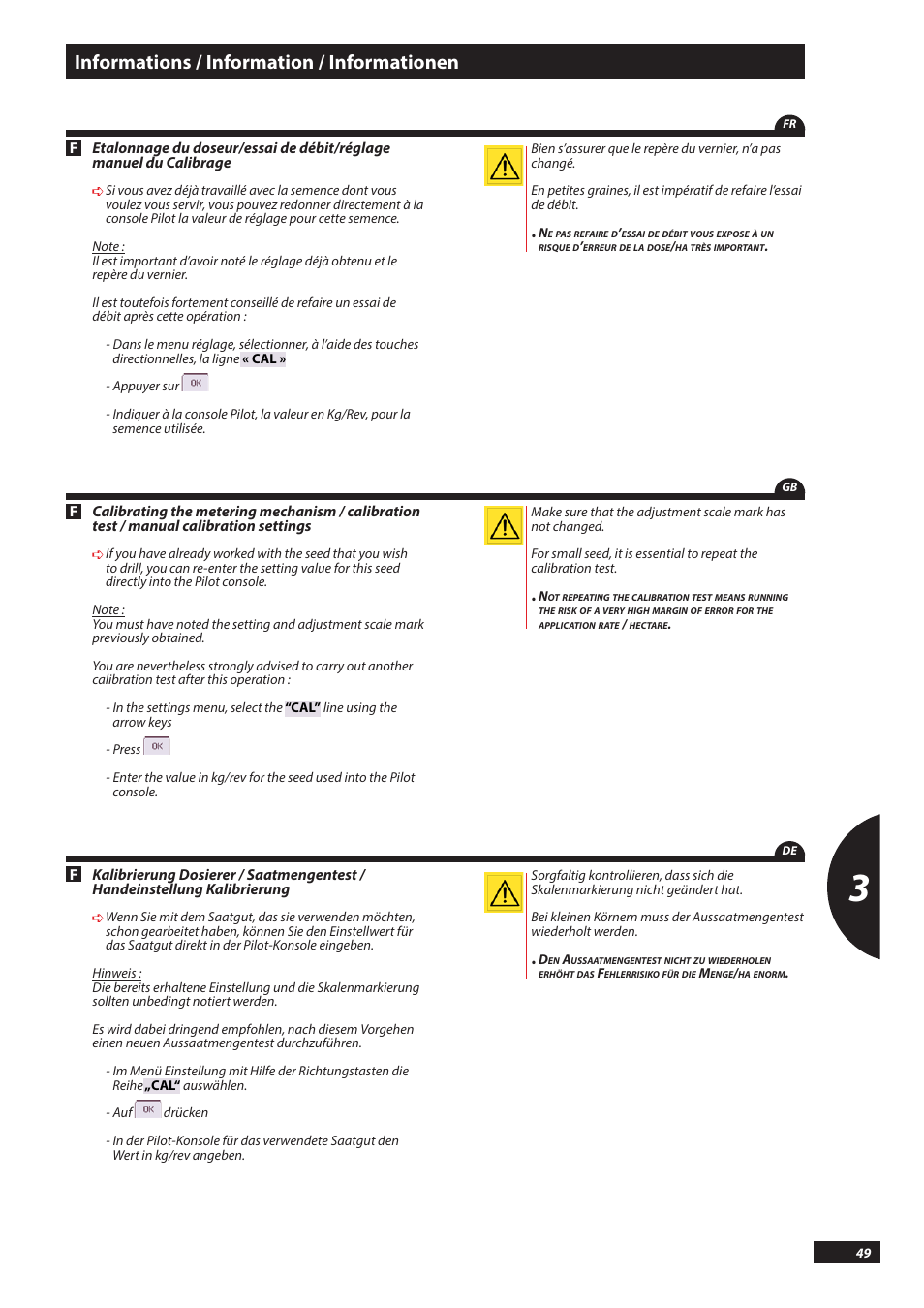 Informations / information / informationen | Sulky PILOT User Manual | Page 49 / 59
