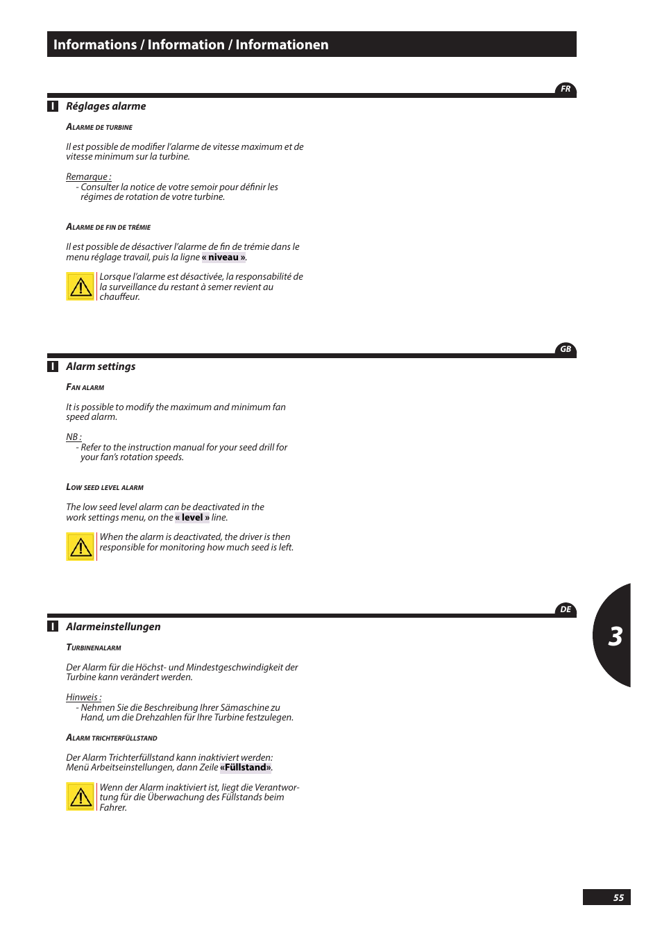 Informations / information / informationen | Sulky PILOT User Manual | Page 55 / 59
