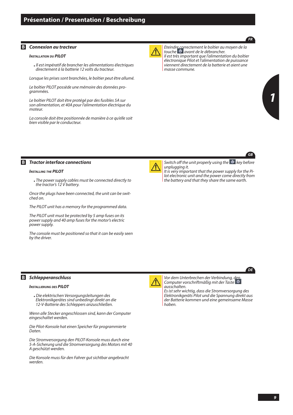 Présentation / presentation / beschreibung | Sulky PILOT User Manual | Page 9 / 59