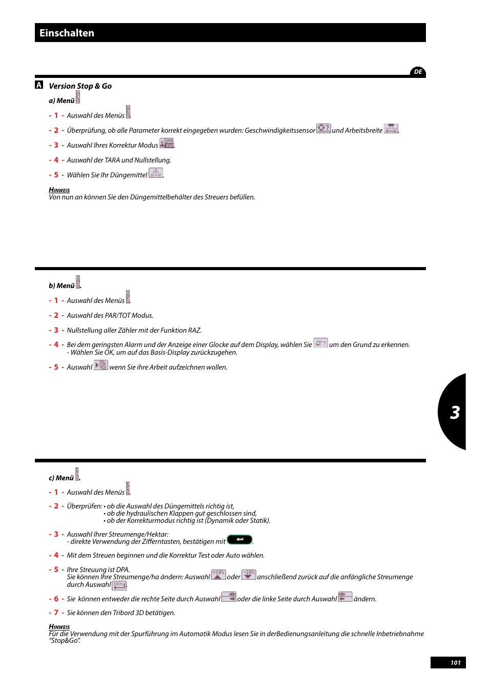Einschalten | Sulky Vision Can WPB User Manual | Page 101 / 135