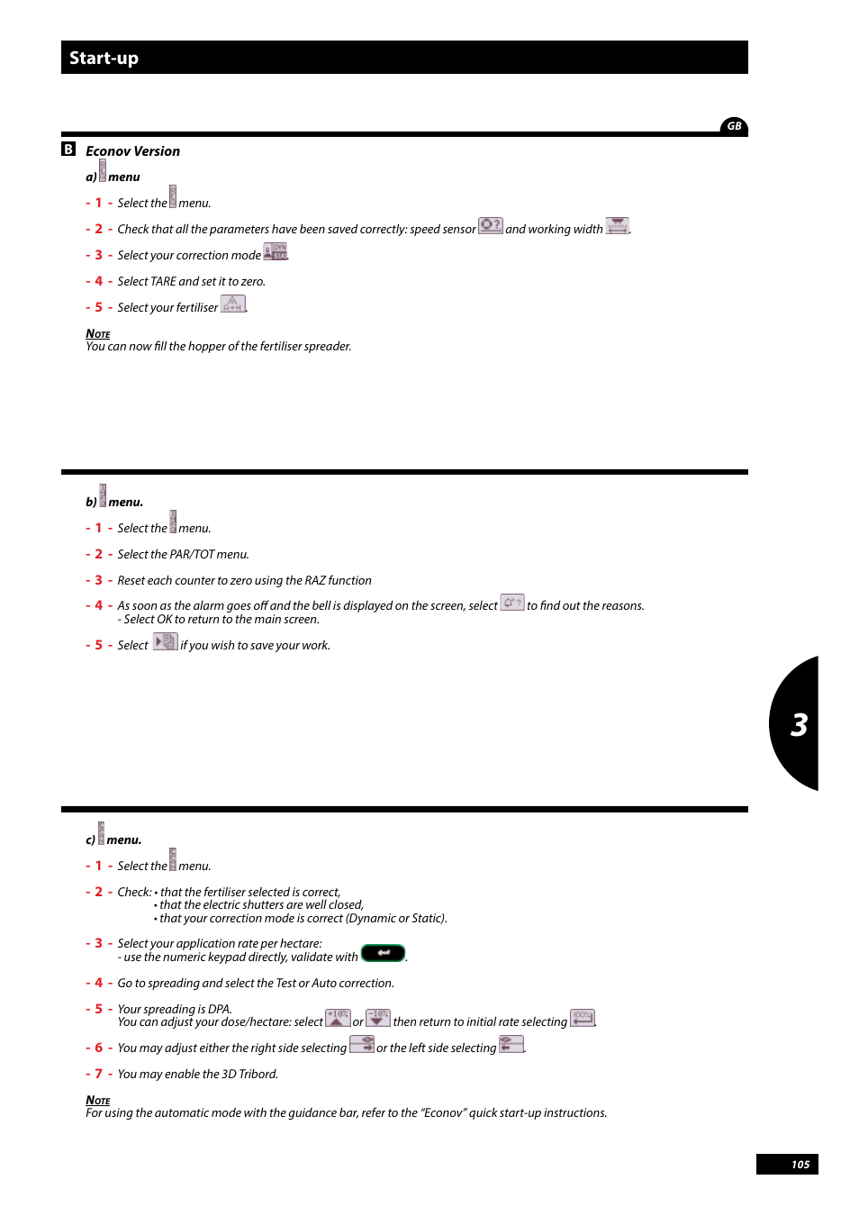 Start-up | Sulky Vision Can WPB User Manual | Page 105 / 135