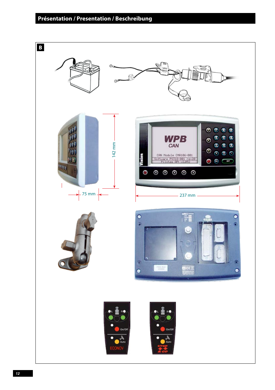 Présentation / presentation / beschreibung | Sulky Vision Can WPB User Manual | Page 12 / 135