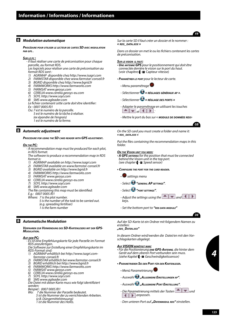 Information / informations / informationen | Sulky Vision Can WPB User Manual | Page 125 / 135