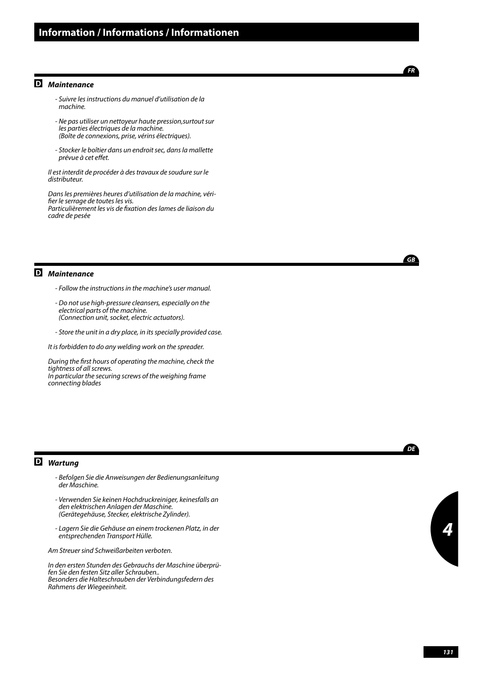 Information / informations / informationen | Sulky Vision Can WPB User Manual | Page 131 / 135