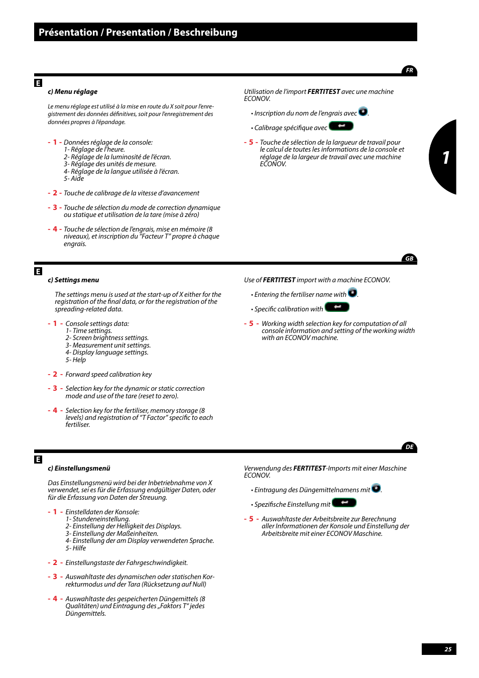 Présentation / presentation / beschreibung | Sulky Vision Can WPB User Manual | Page 25 / 135