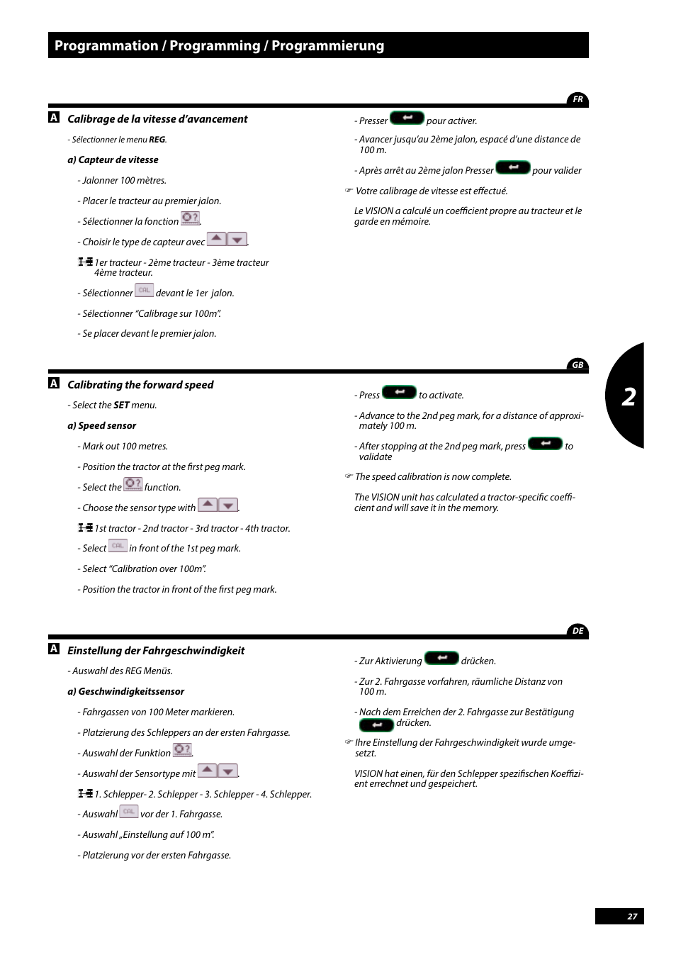 Programmation / programming / programmierung | Sulky Vision Can WPB User Manual | Page 27 / 135
