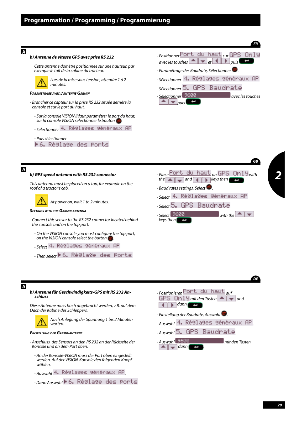 Programmation / programming / programmierung | Sulky Vision Can WPB User Manual | Page 29 / 135