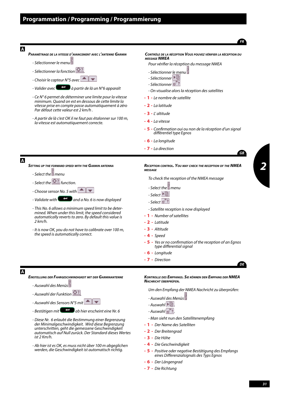 Programmation / programming / programmierung | Sulky Vision Can WPB User Manual | Page 31 / 135