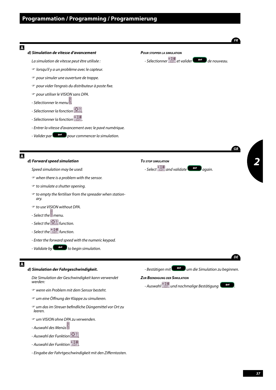 Programmation / programming / programmierung | Sulky Vision Can WPB User Manual | Page 37 / 135