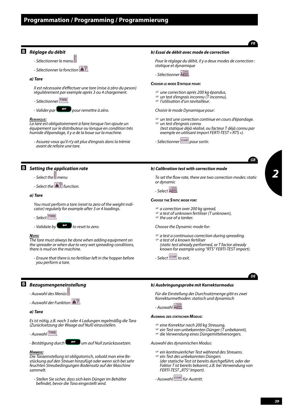 Programmation / programming / programmierung | Sulky Vision Can WPB User Manual | Page 39 / 135