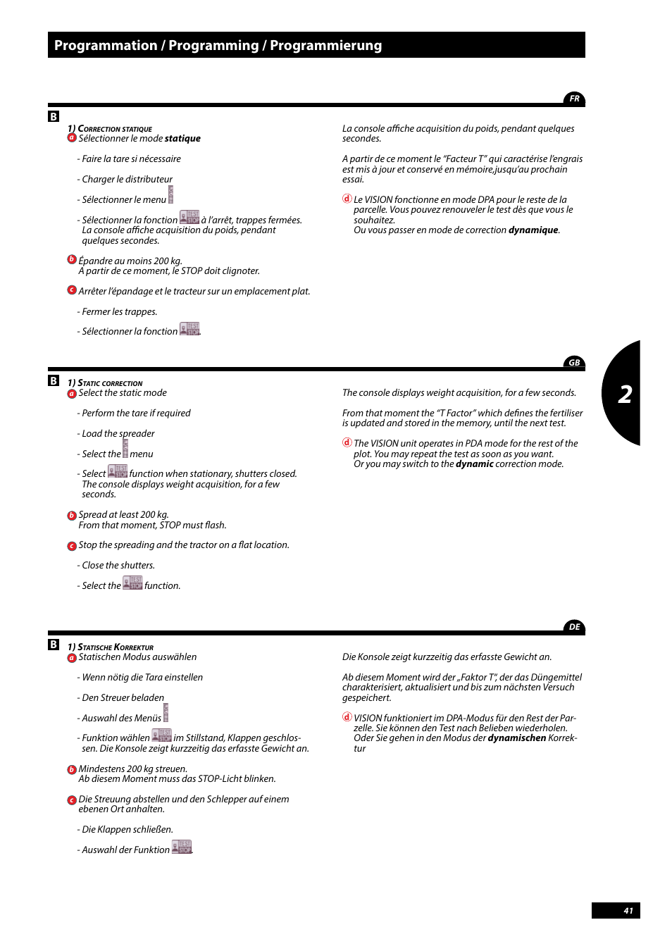 Programmation / programming / programmierung | Sulky Vision Can WPB User Manual | Page 41 / 135