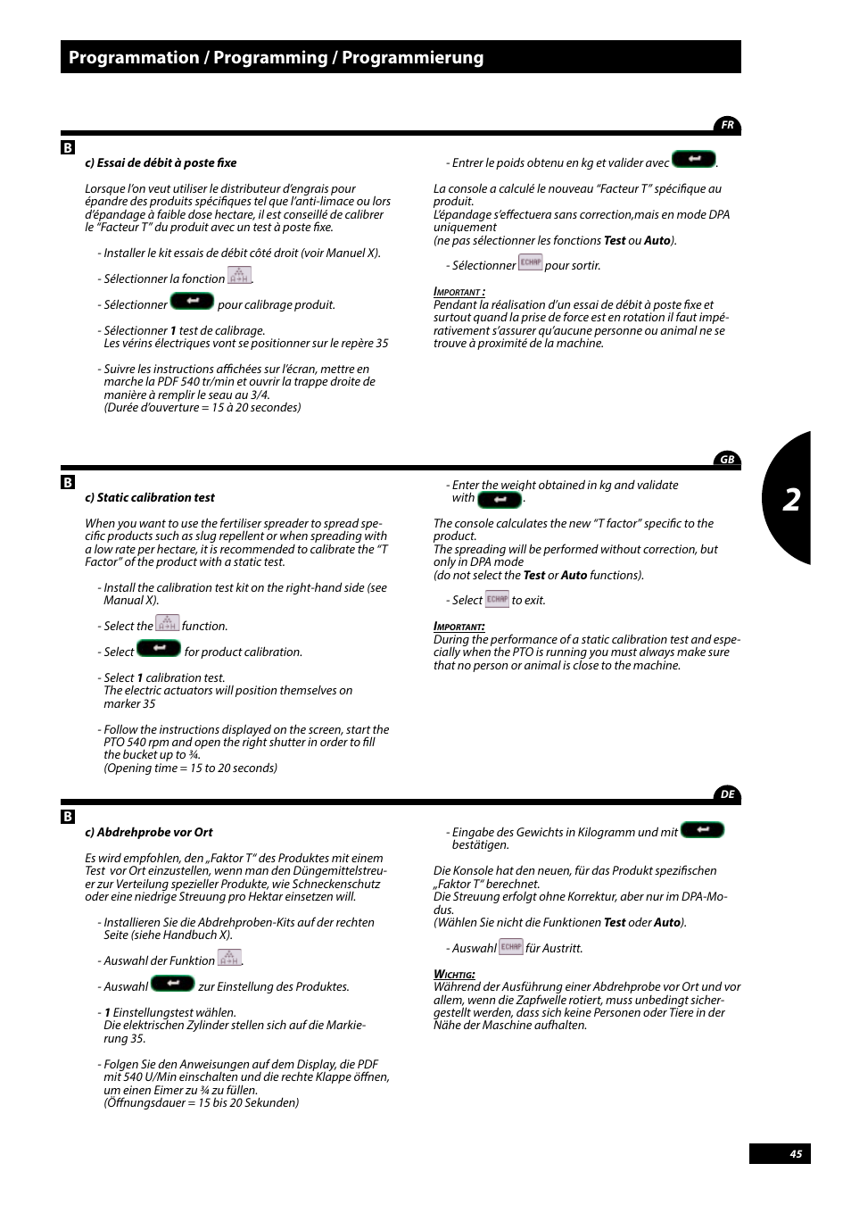 Programmation / programming / programmierung | Sulky Vision Can WPB User Manual | Page 45 / 135