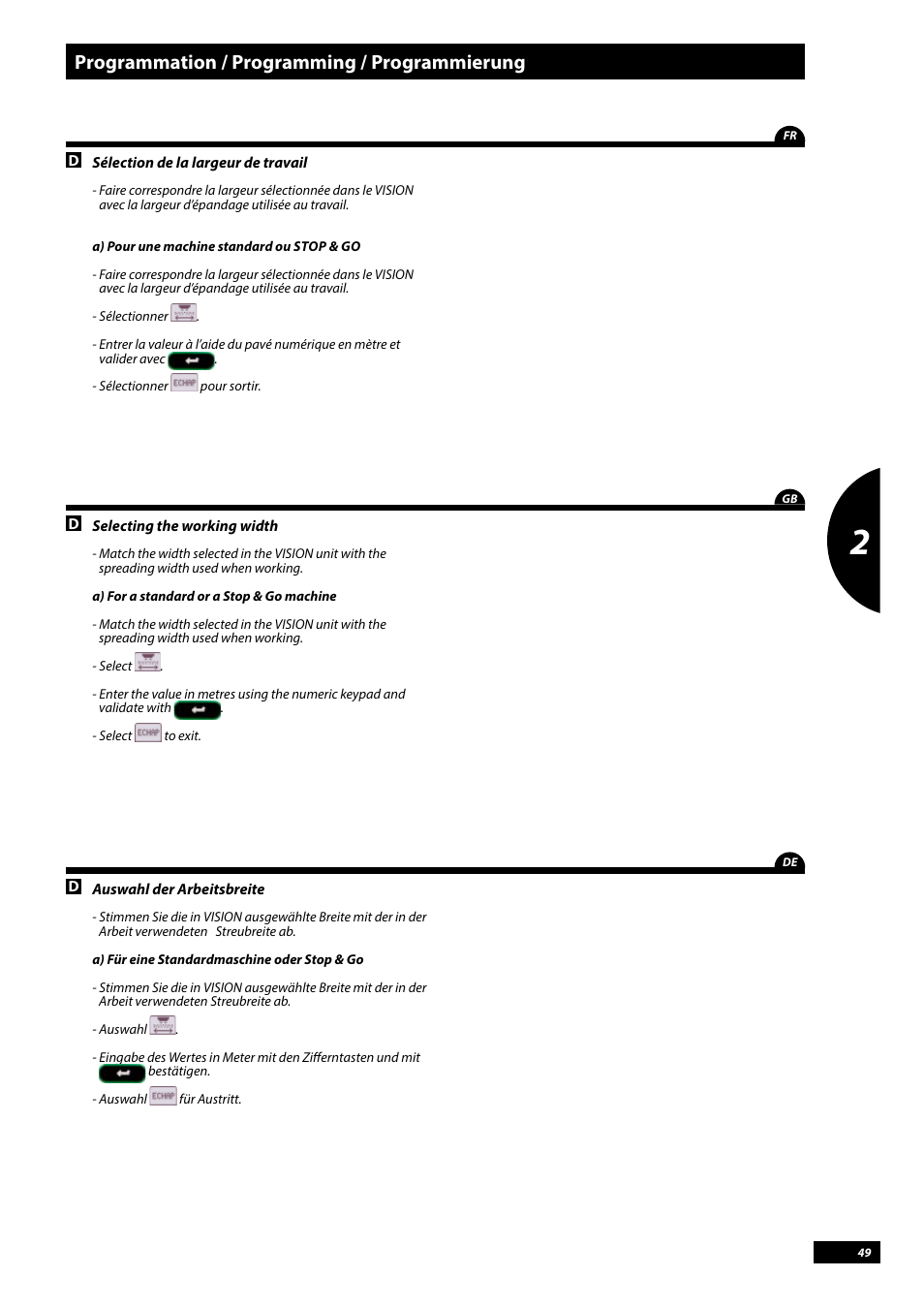 Programmation / programming / programmierung | Sulky Vision Can WPB User Manual | Page 49 / 135