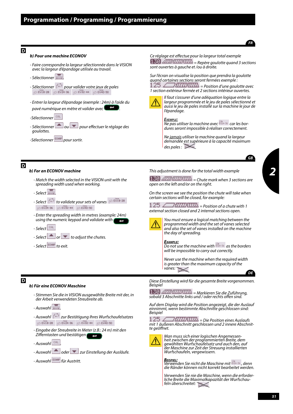 Programmation / programming / programmierung | Sulky Vision Can WPB User Manual | Page 51 / 135