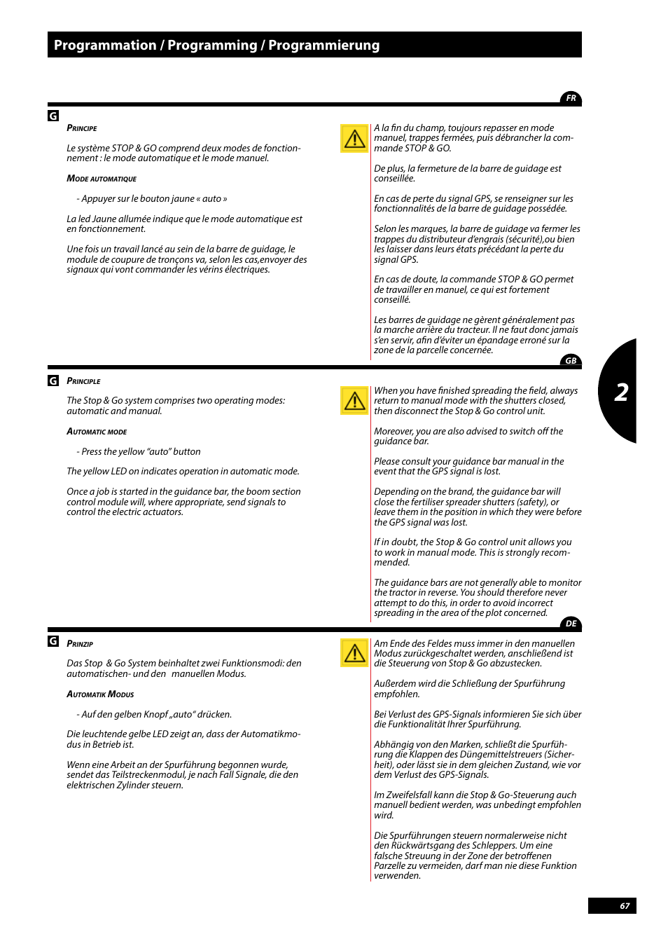 Programmation / programming / programmierung | Sulky Vision Can WPB User Manual | Page 67 / 135