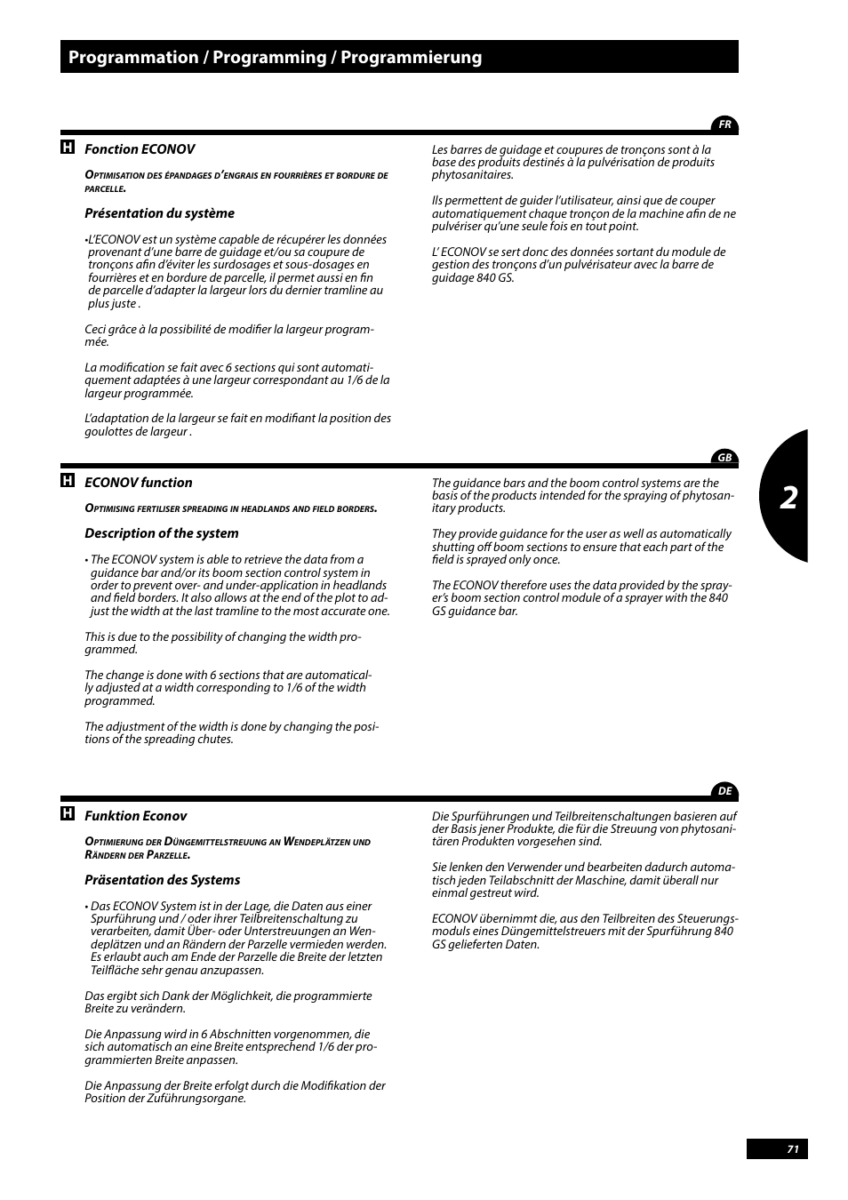Programmation / programming / programmierung | Sulky Vision Can WPB User Manual | Page 71 / 135