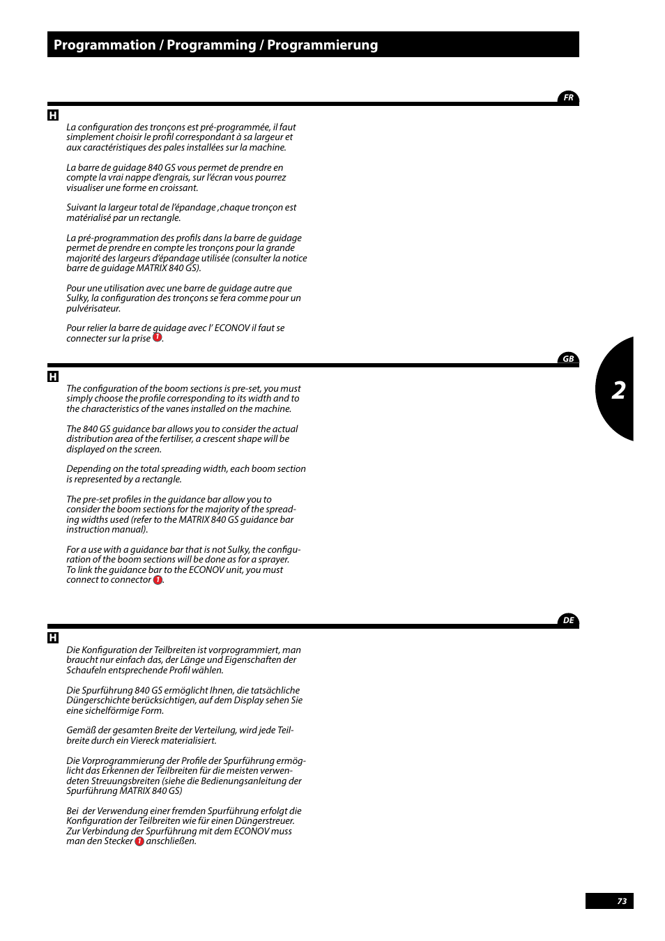 Programmation / programming / programmierung | Sulky Vision Can WPB User Manual | Page 73 / 135