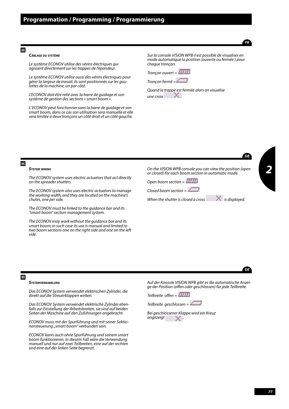 Programmation / programming / programmierung | Sulky Vision Can WPB User Manual | Page 77 / 135