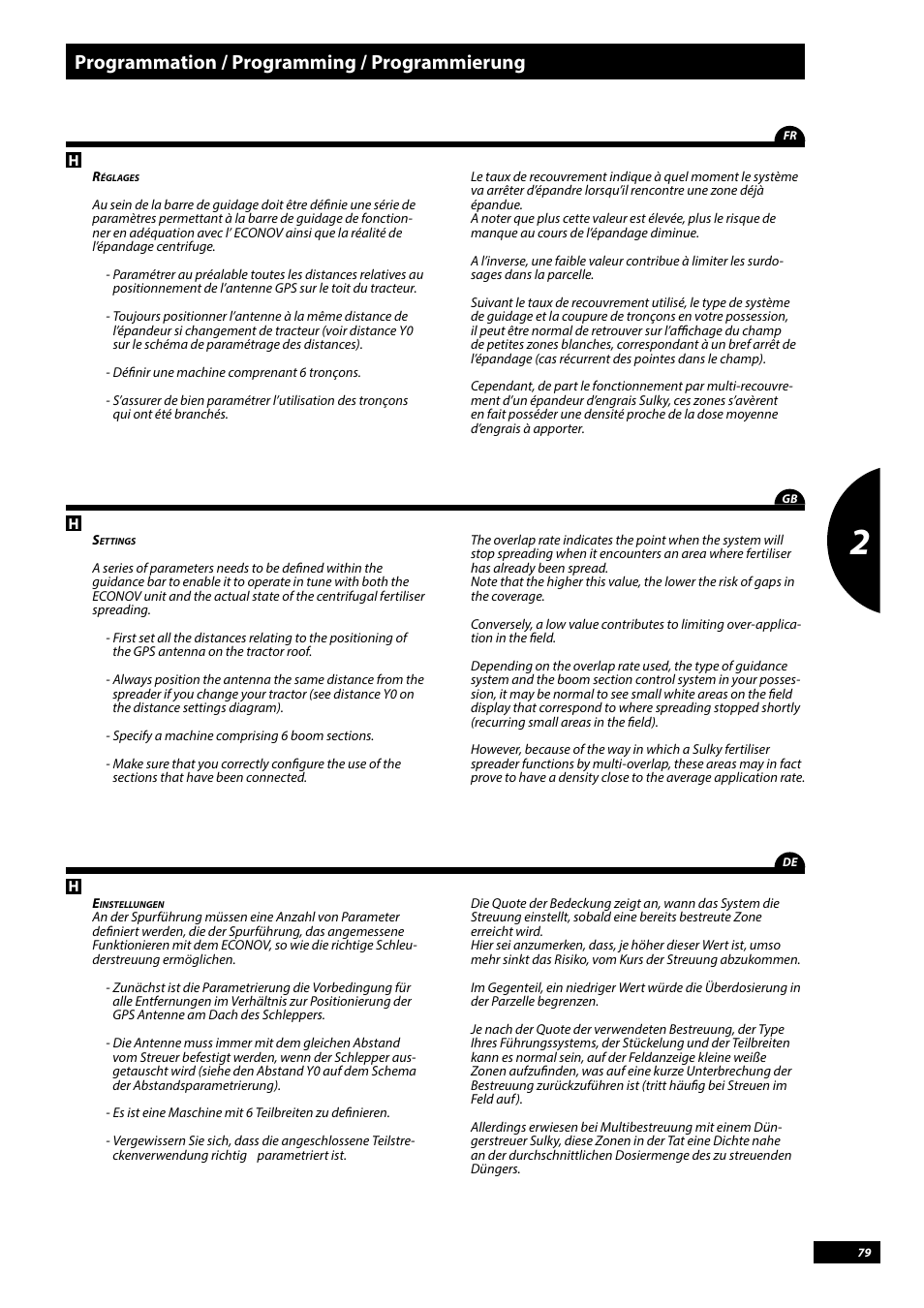 Programmation / programming / programmierung | Sulky Vision Can WPB User Manual | Page 79 / 135