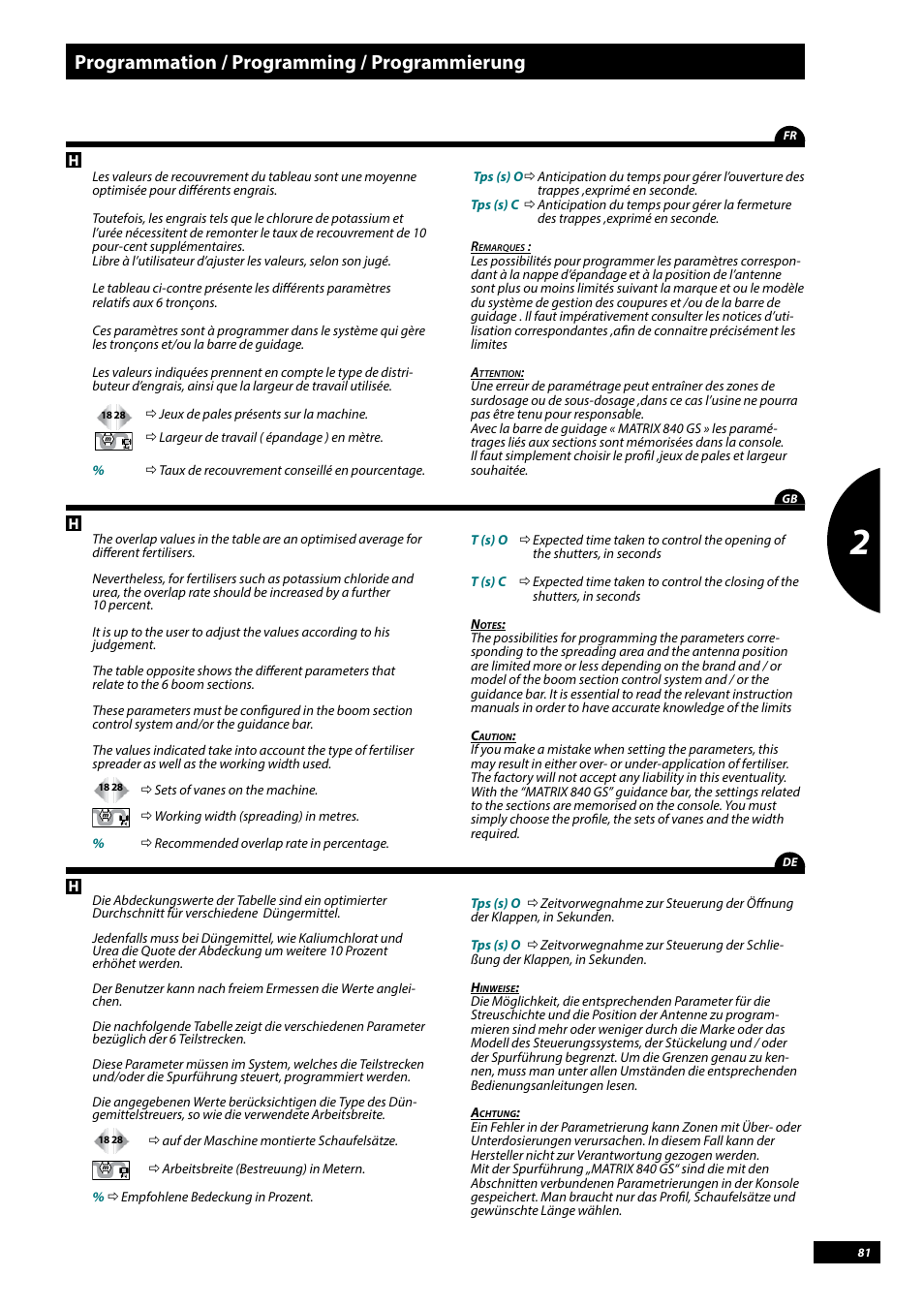 Programmation / programming / programmierung | Sulky Vision Can WPB User Manual | Page 81 / 135
