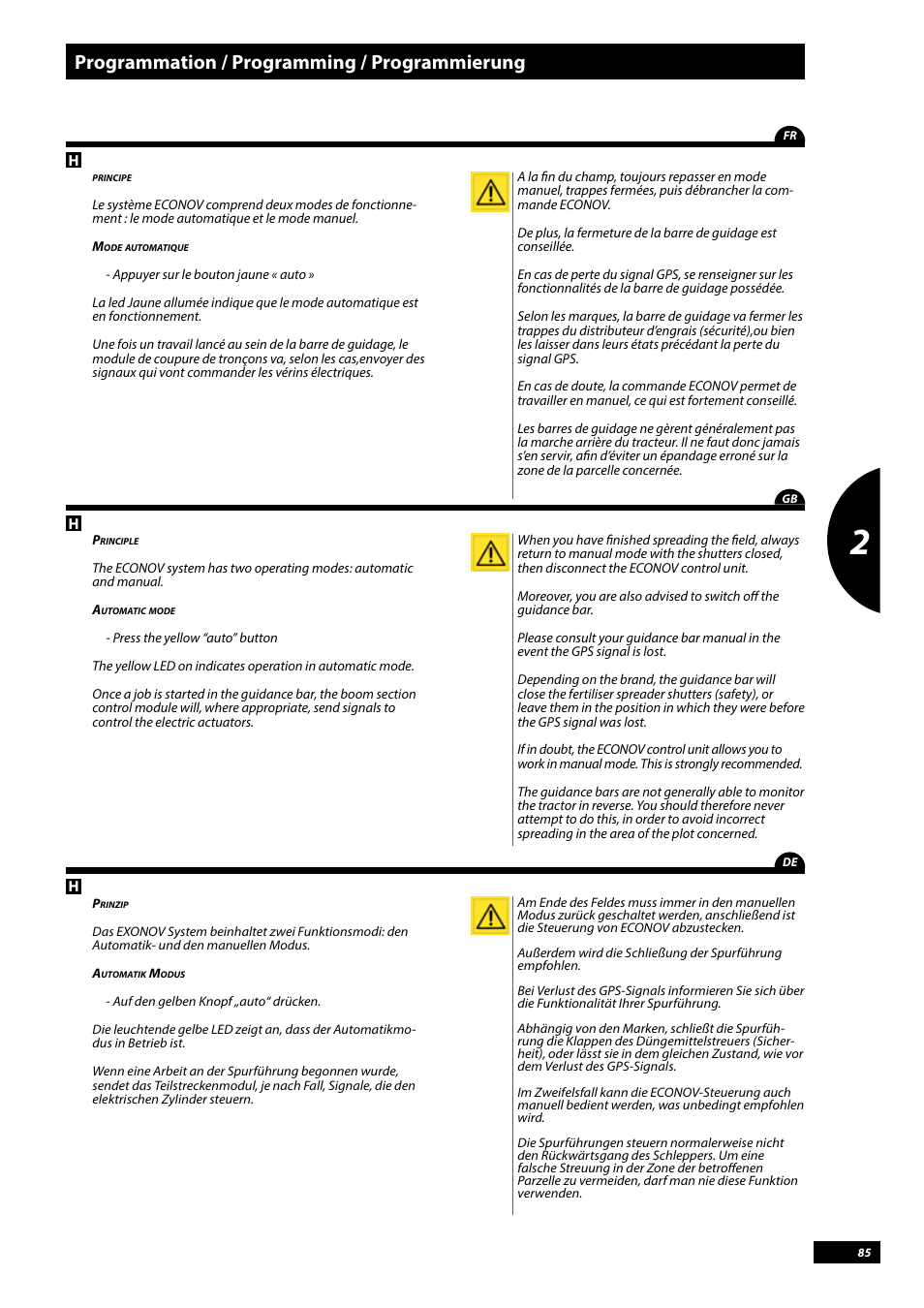 Programmation / programming / programmierung | Sulky Vision Can WPB User Manual | Page 85 / 135