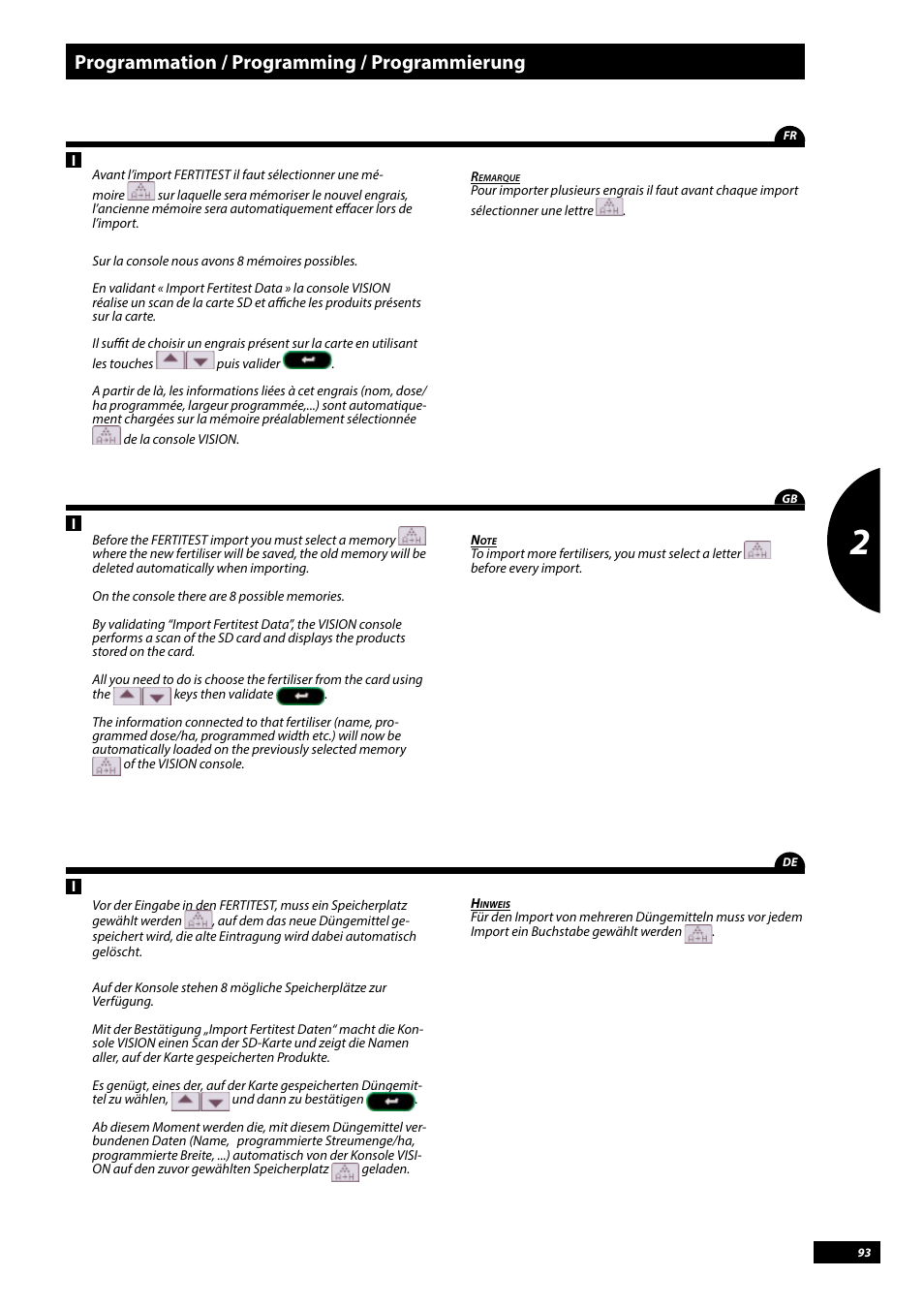 Programmation / programming / programmierung | Sulky Vision Can WPB User Manual | Page 93 / 135