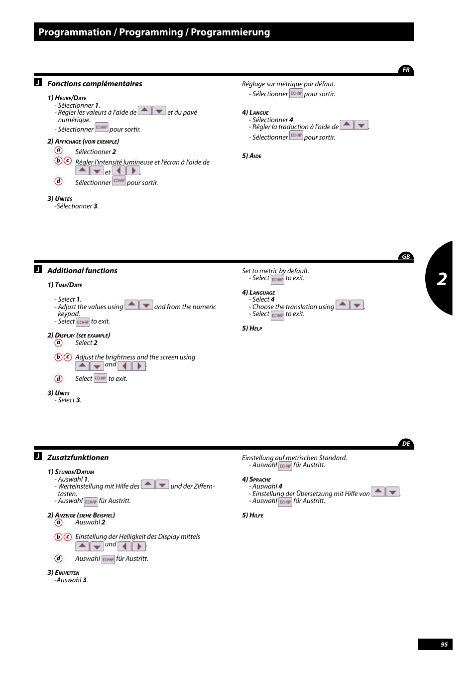 Programmation / programming / programmierung | Sulky Vision Can WPB User Manual | Page 95 / 135