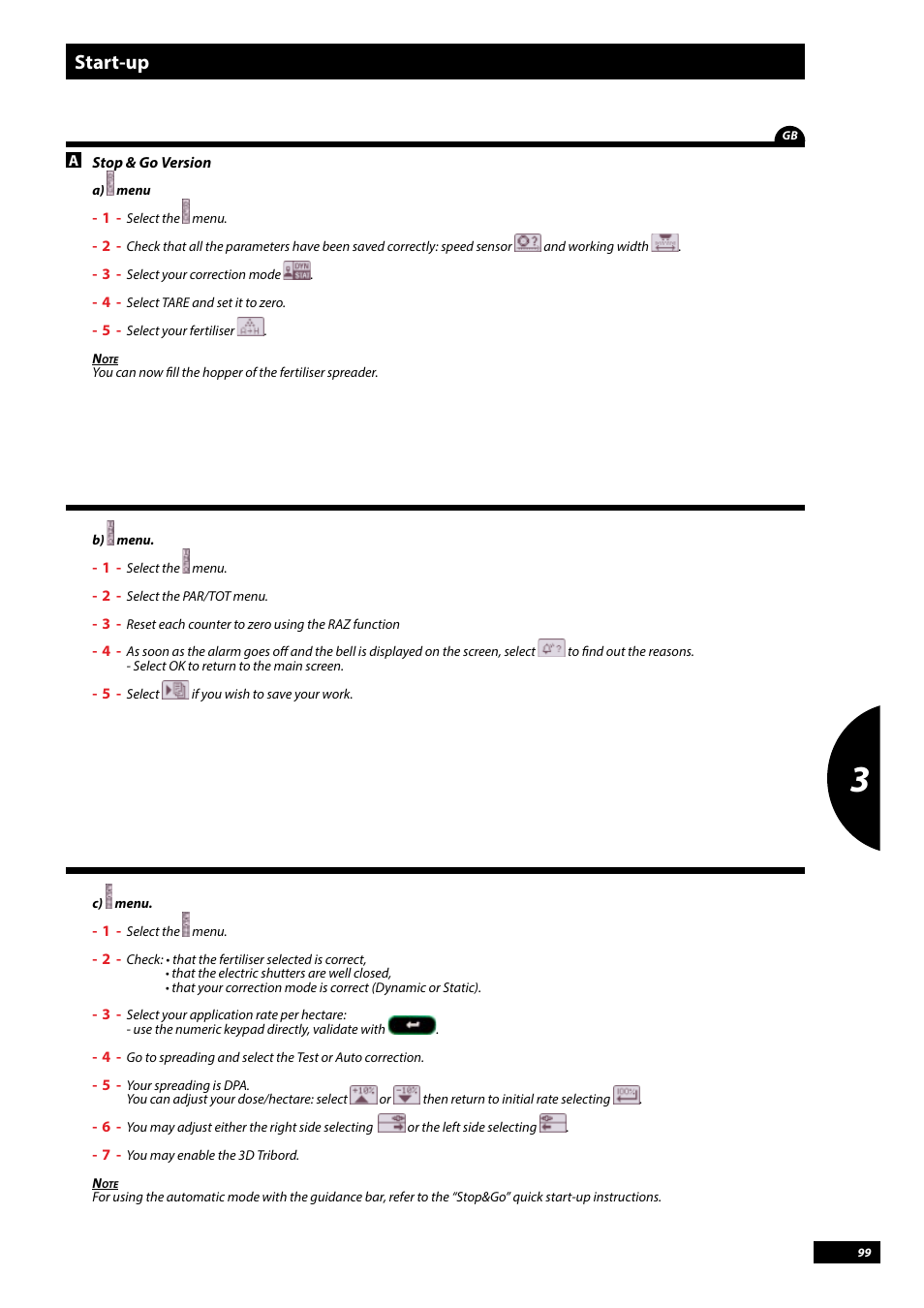 Start-up | Sulky Vision Can WPB User Manual | Page 99 / 135