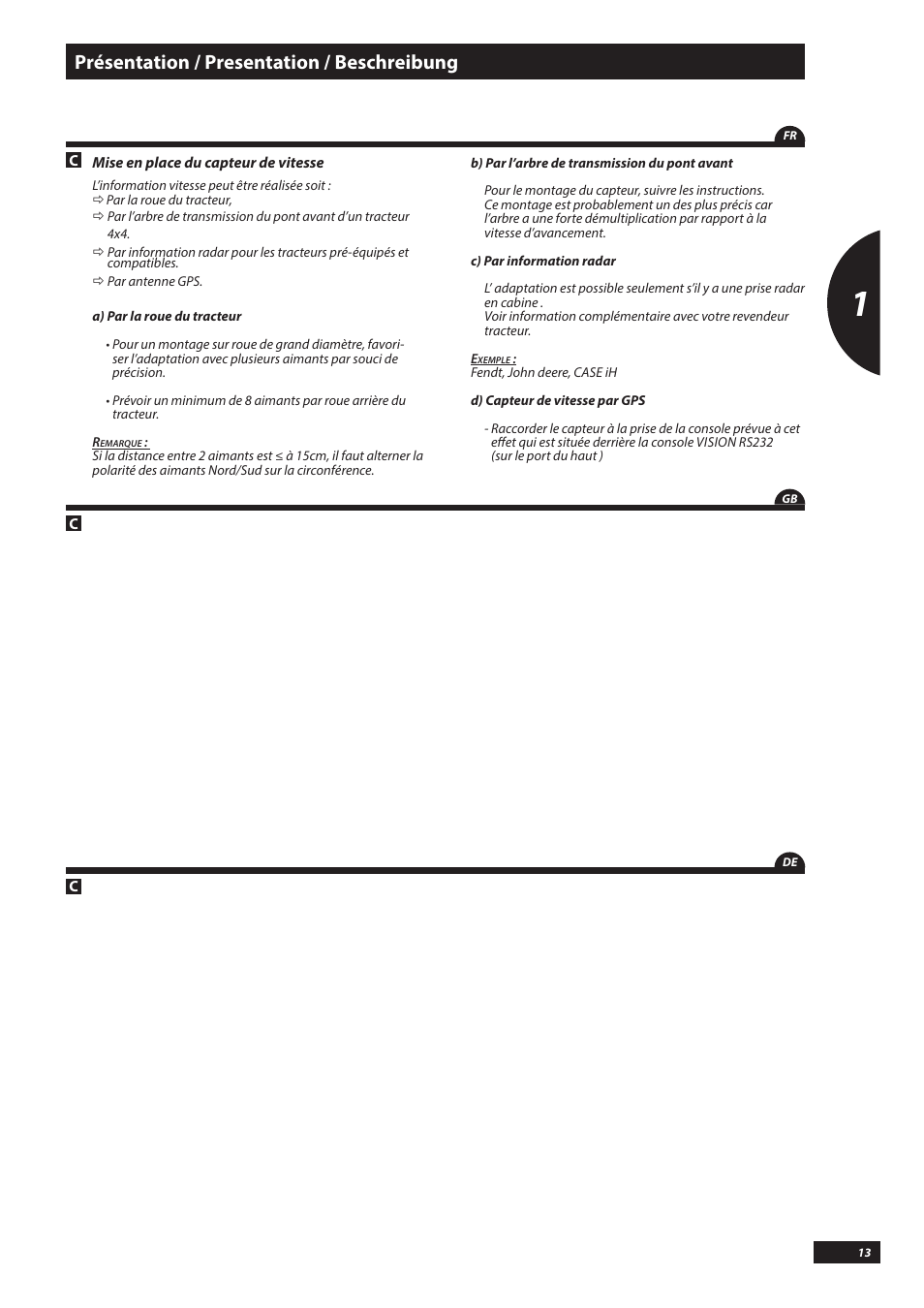 Présentation / presentation / beschreibung | Sulky VISION DPB CAN User Manual | Page 13 / 85