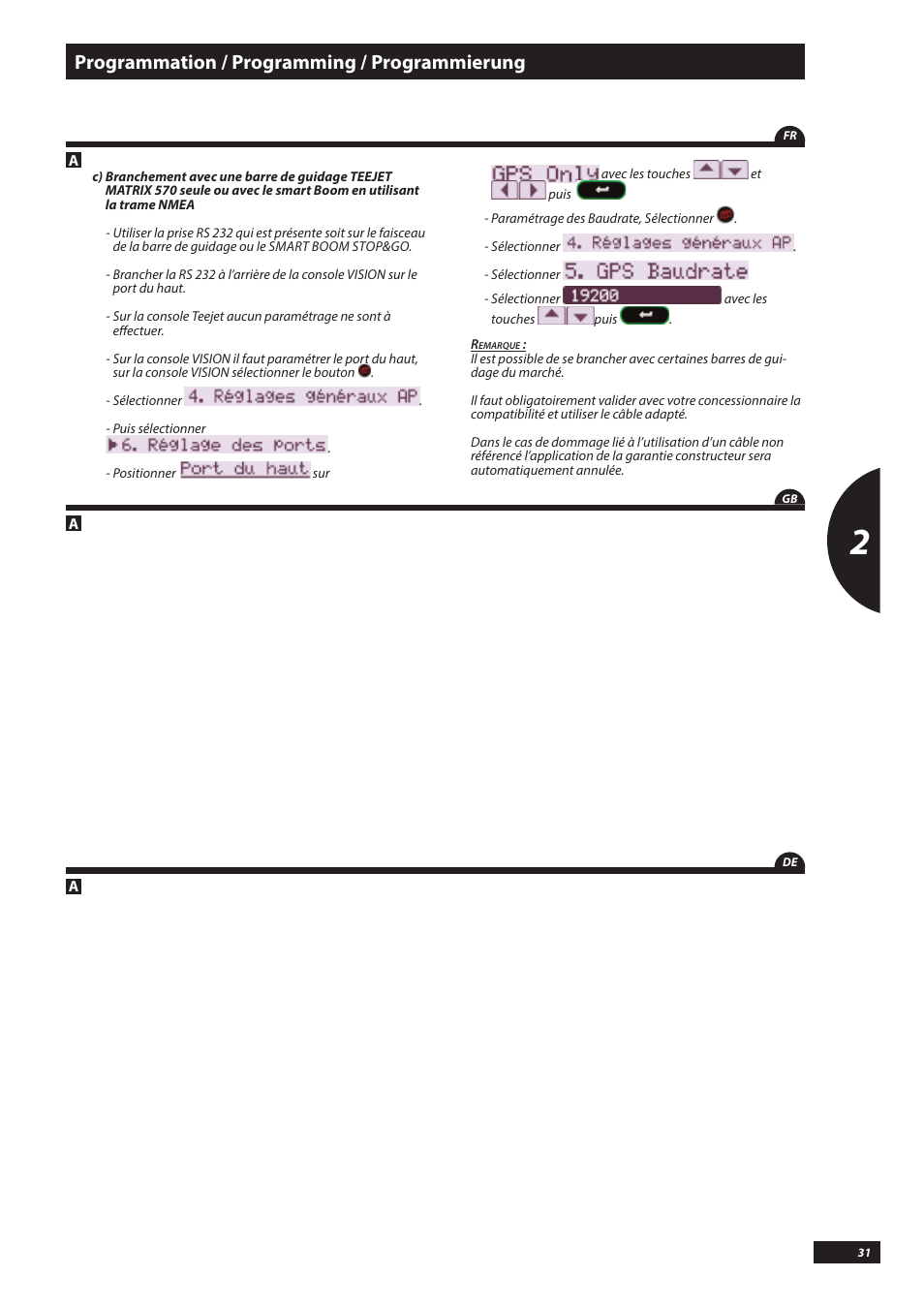 Programmation / programming / programmierung | Sulky VISION DPB CAN User Manual | Page 31 / 85