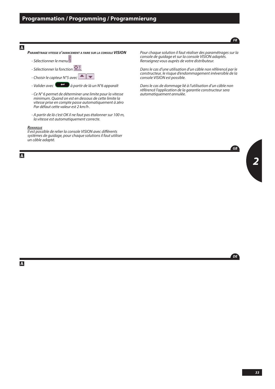 Programmation / programming / programmierung | Sulky VISION DPB CAN User Manual | Page 33 / 85