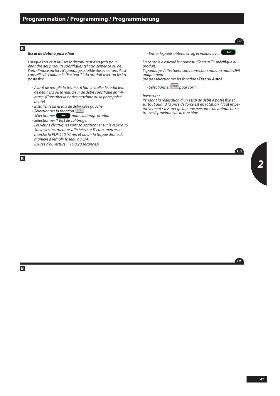 Programmation / programming / programmierung | Sulky VISION DPB CAN User Manual | Page 41 / 85